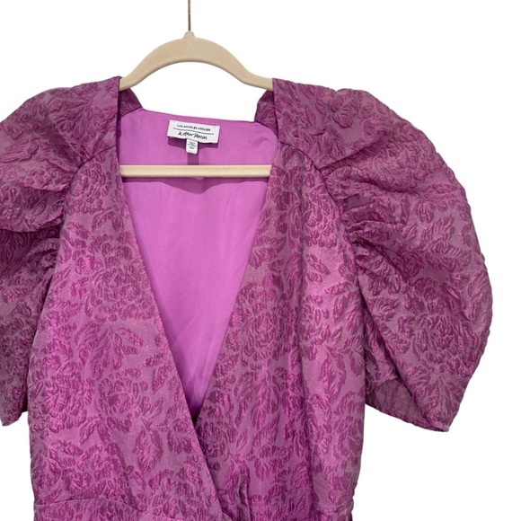 & Other Stories Jacquard Puff Wrap Floral Mini Dress Pink Size M - Picture 9 of 15